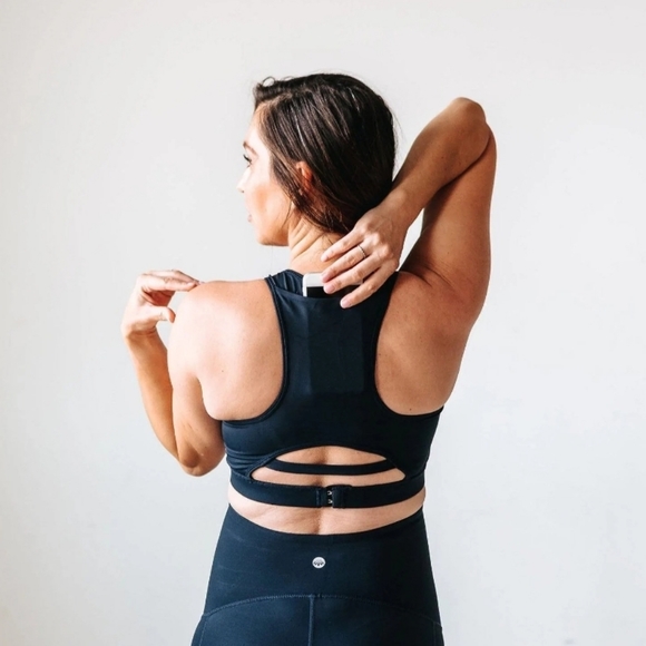 V-Neck Nursing Sports Bra, Navy - Picture 2 of 4